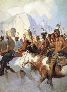 NC Wyeth An Indian War Party oil painting